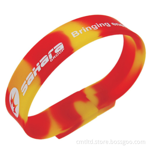 Multi Colour Wristband USB Flash Drives Camo Flag